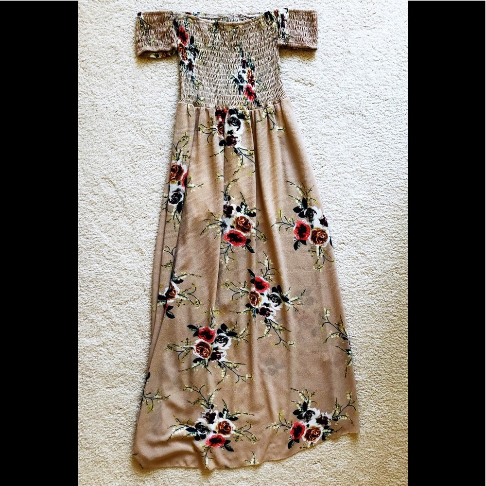 Off the shoulder floral slit dress,
